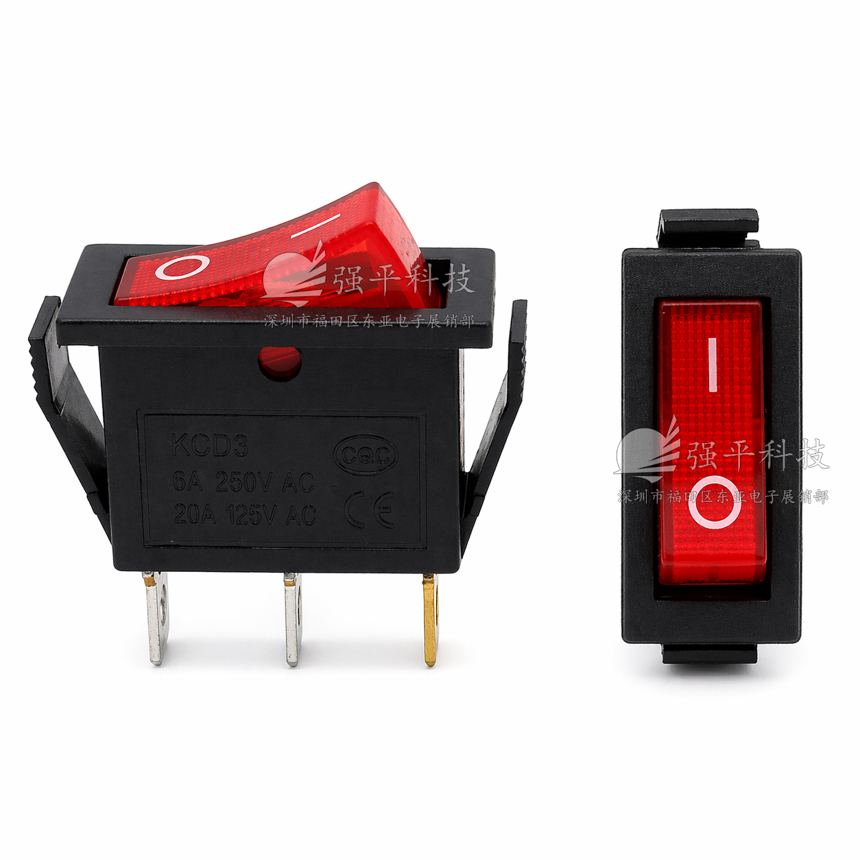 船型开关 KCD3带灯 3脚2档15A250V20A125V大电流翘板开关