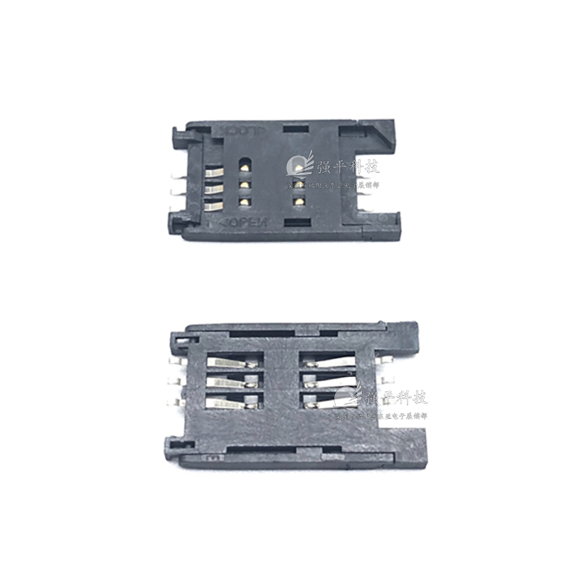 卡座 SIM-KLB-01 翻盖式全塑SIM 六脚 6PIN 铜端子 LCP耐高温胶体