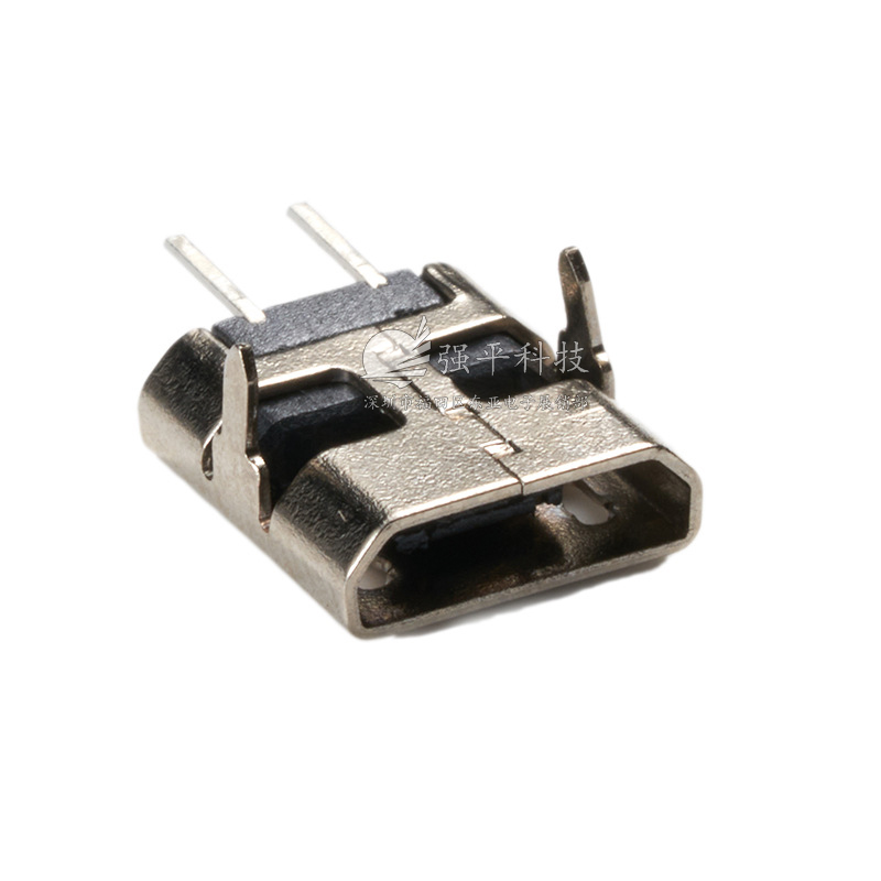 USB连接器 迈克USB2.0母座MICRO 2P直插180度2针前插后贴充电专用插座