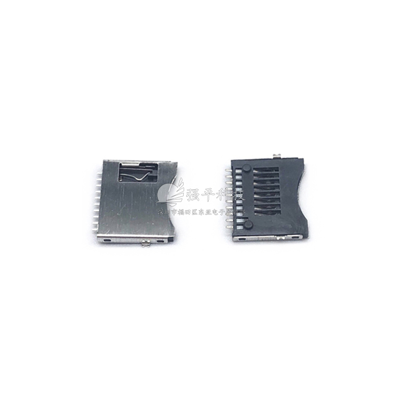 卡座 TF简易卡座（铁壳）10pin脚连接器microSD内存记忆卡槽贴片