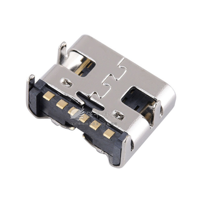 USB连接器  TypeC 6Pin四脚插件 不锈钢USB充电口插板插头接口端子