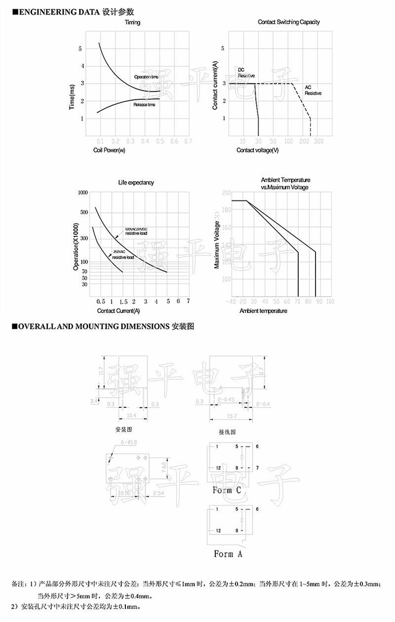 继电器 天波 (TIANBO) HJR-4102-L-06V/9V/12V/24V 八脚 原装正品 规格书 4