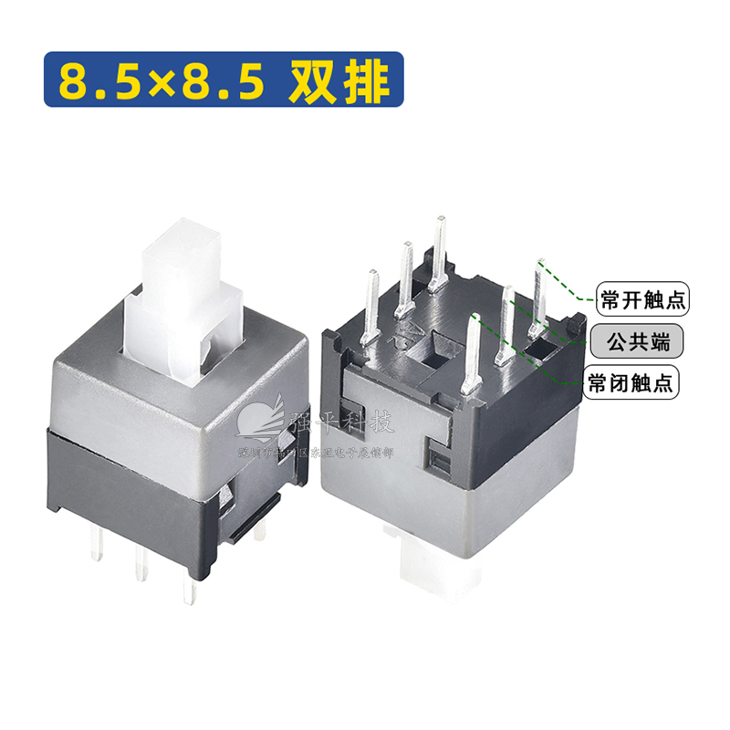 自锁无锁开关 8.5x8.5mm 双排六脚 规格书 1