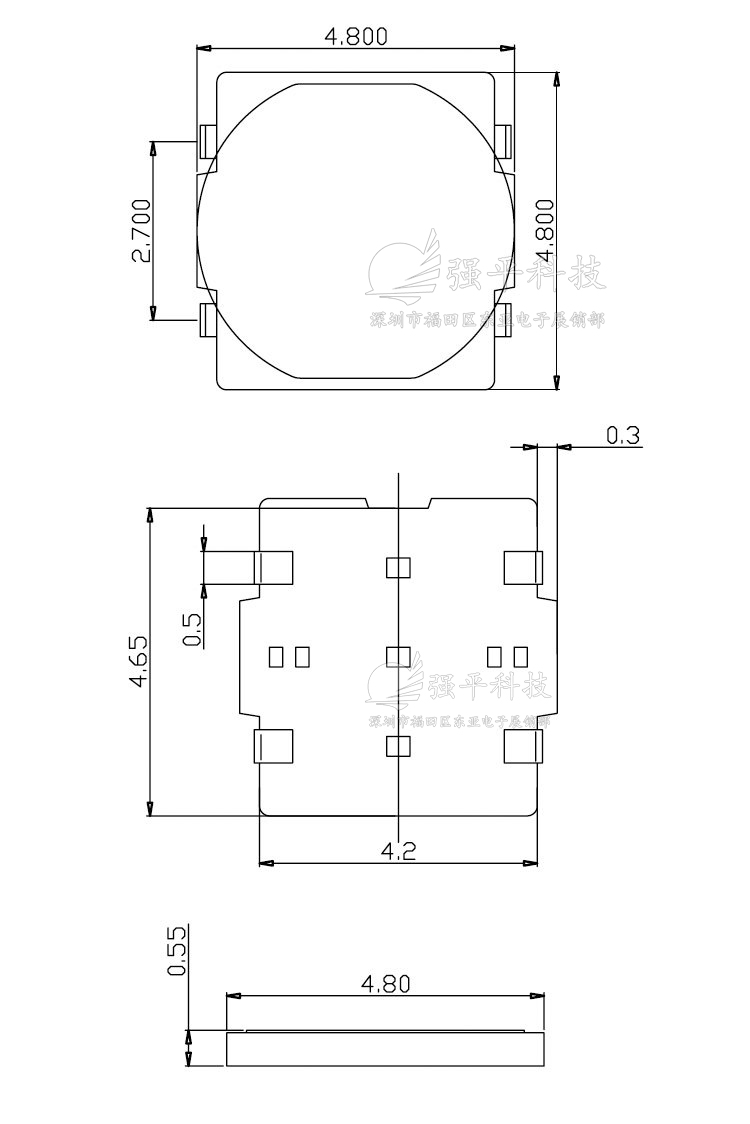 轻触开关 4.8x4.8x0.55mm 薄膜贴片 规格书 2