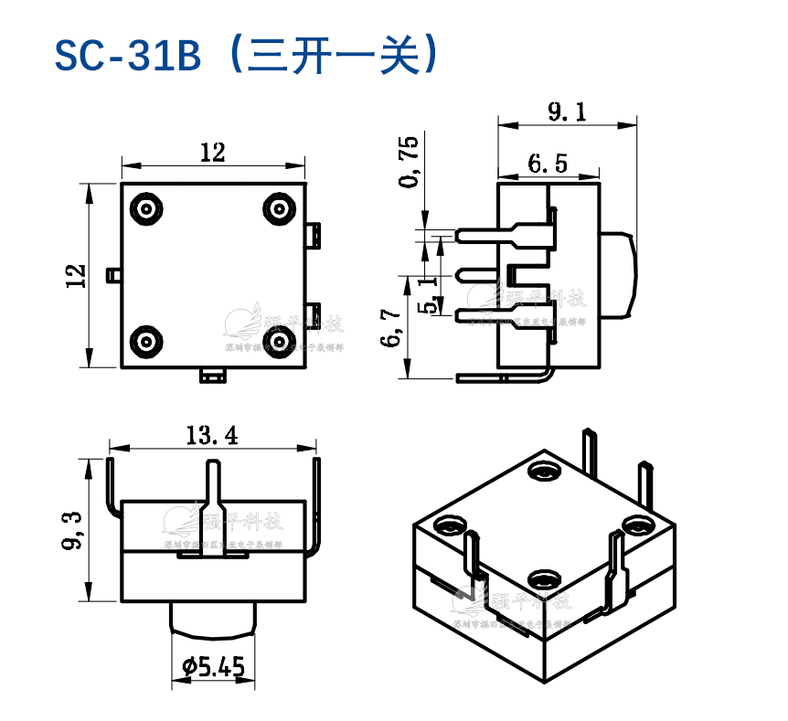 按键 手电筒按钮 12x12系列 规格书 6
