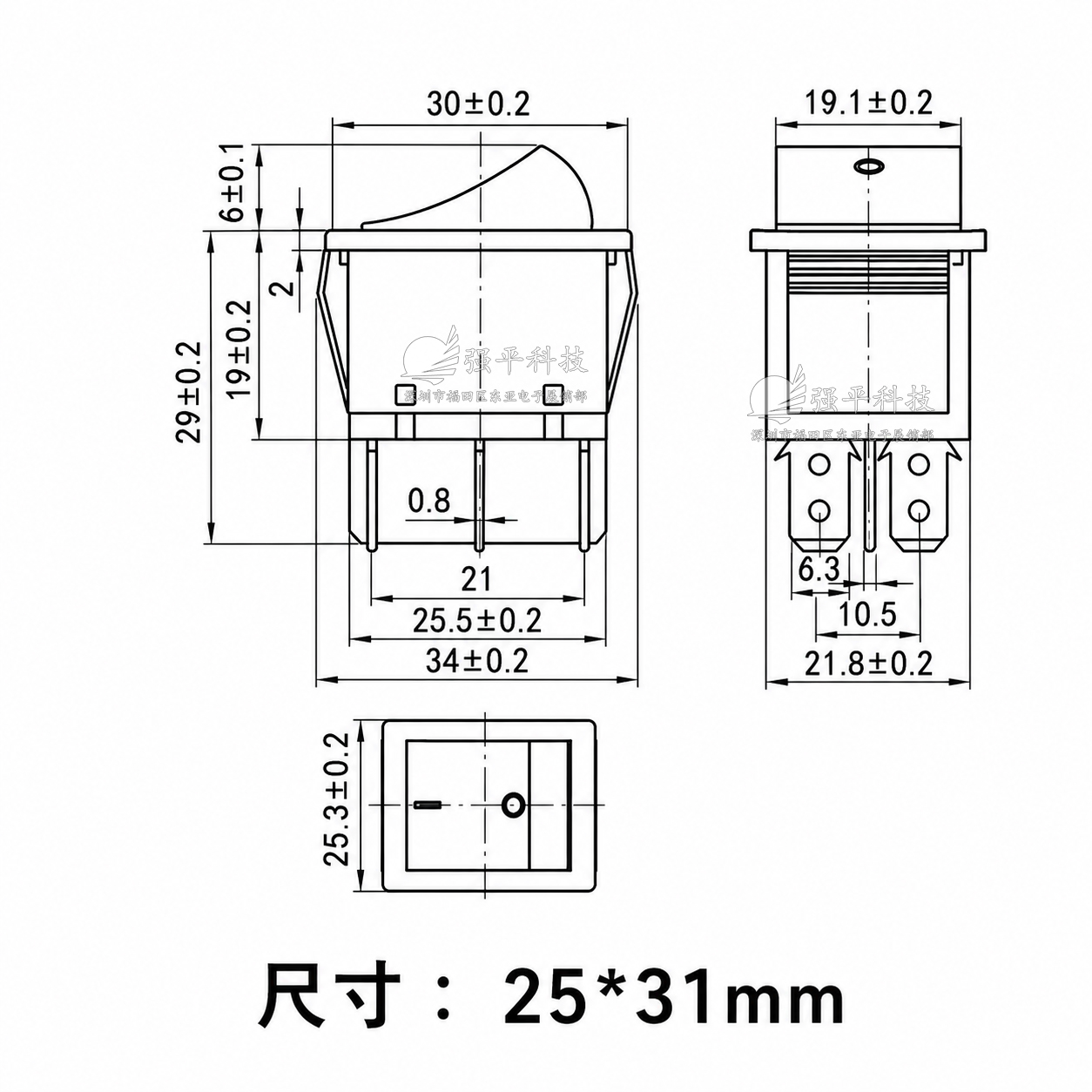 船型开关 KCD4 双复位6脚 16A250V 20A125V 大电流翘板开关 规格书 2